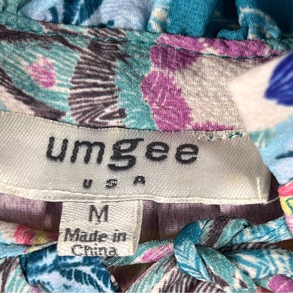 Tribal Boho Shift Dress Size Medium Caftan Bell Sleeve Midi Festival 60s Tunic - Picture 6 of 8